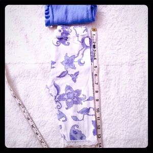 BabyGap Capri Leggings, White/Blue Floral, Lace,2T